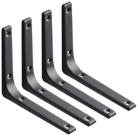 Sayayo Shelf Bracket Corner Brace Angle Bracket Shelf Support Wall Hanging 150mm*125mm, Metal Matte Black Finished, 4 Pcs, EJR150B-4P