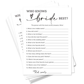 bxtala Bridal Shower Game Cards, Who Knows The Bride Best, Bride and Groom Party Fun Activities, 30 Game Cards, Engagement Wedding Party Supplies