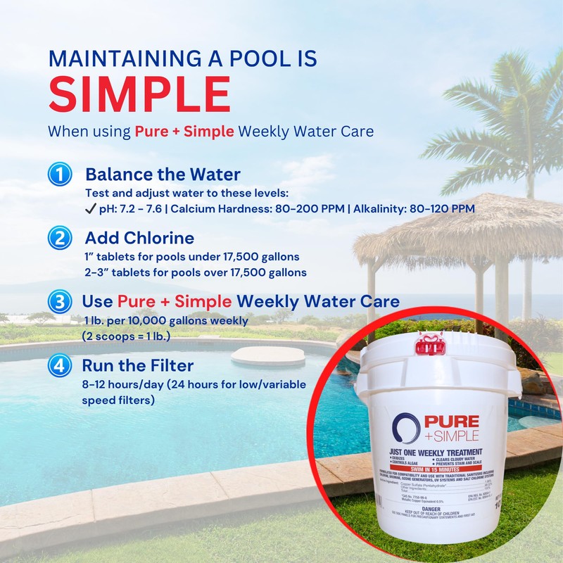 Pure + Simple | All-in-One Weekly Pool Treatment | Controls