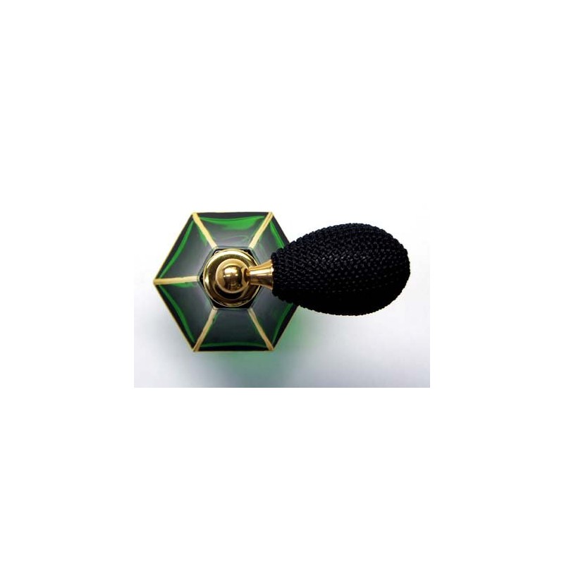 Bellflower Hand Painted Green Gold Wire Valve Atomizer