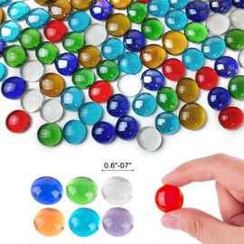 12 oz Flat Glass Pebbles for Vases, Glass Beads, Small Flat Glass Marbles, Pebble Beads for Aquariums, Beads for Filling Vases, Glass Stones for Aquariums, Coloured Glass Gemstones for Dekora