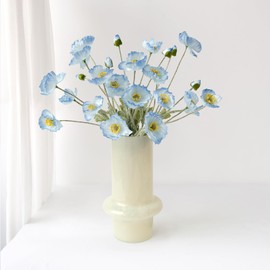 ZYTUYO 6PCS Artificial Poppy Flowers with Stems Faux Poppies Bouquets Blue