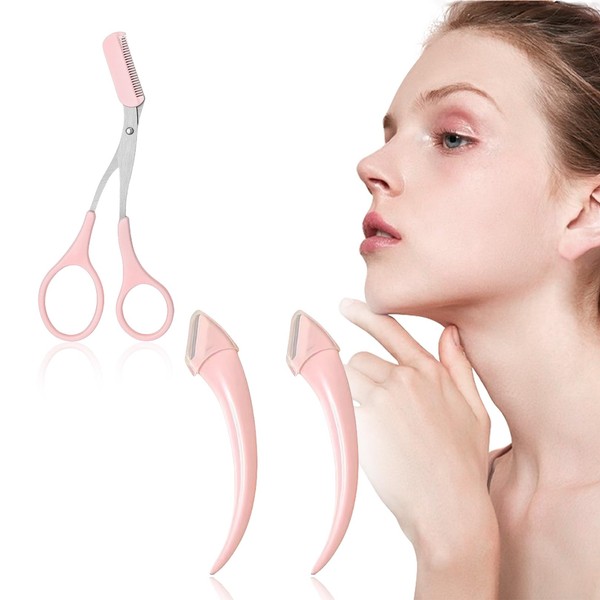 Pack of 3 Eyebrow Scissors with Comb, Eyebrow Scissors, Eyebrow