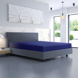 LYMA Bedding Fitted Sheet Super King, Deep Pocket 30CM, OEKO-TEX Certified, Ultra Soft Nanoplush Double Brushed Quick Dry Fabric, Shrink Wrinkle & Fade Resistant, Easy Care Elastic Bottom Sheet (Navy)