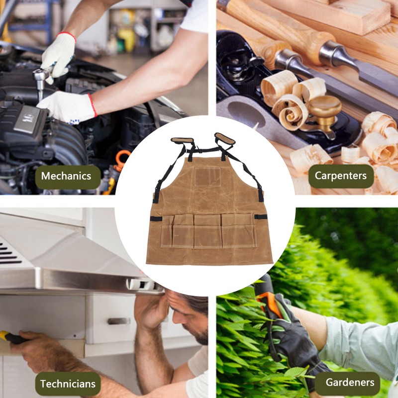 Multi Function Waterproof Waxed Canvas Apron Working Tool Aprons for