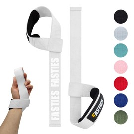 FASTIES Lifting Straps for Strength Training - Gym Lifting Straps for Women & Men - Grip Aids for Weightlifting, Bodybuilding, Fitness - White - Deadlift & Deadlift