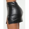 Women's Leather PU High Waist Split Hem Bodycon Mini Skirts