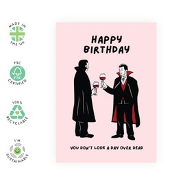 CENTRAL 23 Vampire Birthday Card - You Don't Look A Day Over Dead - Dark Humor - Funny Birthday Cards For Friends Men Women Him Her - Happy Bday Gifts - Comes With Fun Stickers