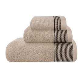 Belizzi Home Ultra Soft 3 Pack Cotton Towel Set, Contains a Bath Towel 28x55 inch, a Hand Towel 16x24 inch & a Wash Coth 12x12 inch, Ideal Everyday use, Compact & Lightweight -Tan