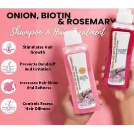 Onion And Biotin Hair Treatment, Onion Biotin and Rosemary Shampoo and Treatment Set, Silicone Free Shampoo and Treatment for All Hair Types, Conditioner Hair Care