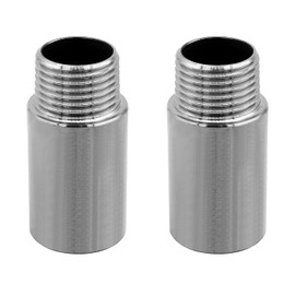 Fitvell Stainless Steel Pipe Fitting 1/2" NPT Male x 1/2" NPT Female Thread Nipple Cast Pipe 2"（50mm) Length 2PCS