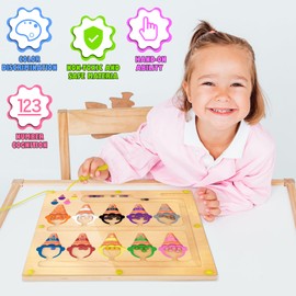 Ice Cream Magnetic Color and Number Maze, Montessori Color Sorting Puzzles Game for Kid, Counting Matching Board Toys, Learning Motor Skill Toy Gift for Boys Girls Toddlers Preschool 3 4 5 Years