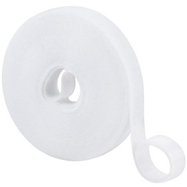 10 m Velcro Cable Ties, 20 mm Wide Cable Ties, White Velcro Tape, Resealable Velcro Tape, White Velcro Cable Ties for Cable Organiser, Cable Management, Velcro Cable Tie Velcro Tape White