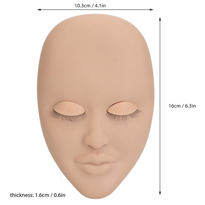 Eyelash Extension Mannequin Head with 6 Pair Replacement Eyelids Soft