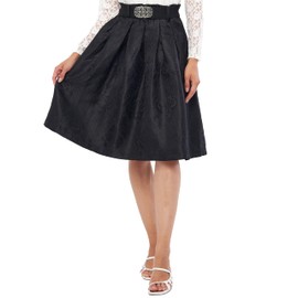 Lifos 0800 Dirndl Skirt, Costume Skirt with Belt Paisley Pattern, Oktoberfest, black