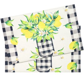 Coffee Bar Mat, Coffee Placemats Set of 2, Linen Coffee Mat for Countertop, Anti-Slip Placemats Set, Table Mats for Kitchen Dining Table Kitchen Decor (Three)