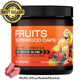 Ascanium Fruit Supplements 30 Whole Fruit Blend Natures Superfood Energy Immune 90 Count