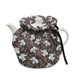Poceacles Elephant Leaf Print Dust Cover for Tea Pots Tea Cosy Insulated Breakfast Warmer Tea Kettle Cover Washable Tea Pot Cloth Cover for Kitchen Home Tabletop