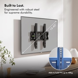 VonHaus TV Wall Bracket for 15-42" Screens, Ultra-Slim TV Bracket with Spirit Level, Flat to Wall Mount, 40kg Capacity, Max VESA: 300x200m