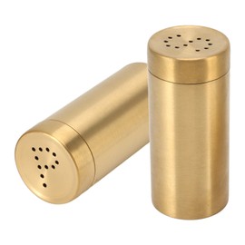 Salero y Pimentero, Paquete de 2 Saleros de Acero Inoxidable, Salero Dorado con Malla Fina, Pequeños Utensilios de Cocina para Restaurante en Casa, 1.5 X 3.5 Pulgadas