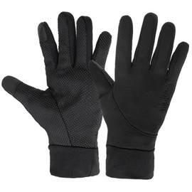ALPIDEX Softshell Gloves Touchscreen Function Running Gloves for Men and Women, Size: L, Colour: Black