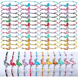 Otuuz 50 Pcs Flamingo Bracelets bulk Flamingo String Bracelets Gifts for Women Adjustable Braid Bird Hawaiian Jewelry Accessories for Summer Beach Party Favor Gifts Supplies