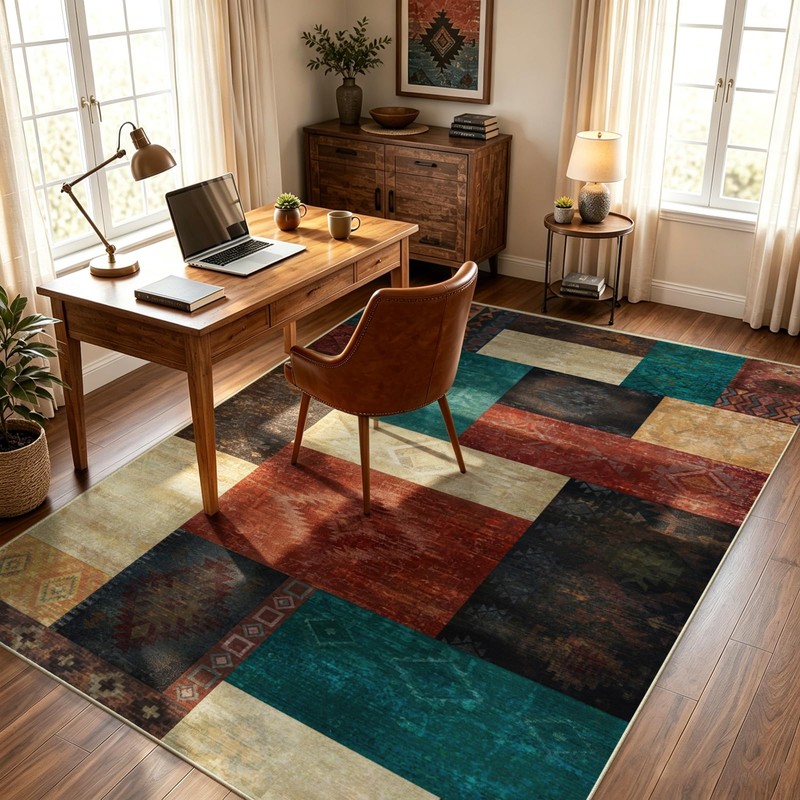 Yinhua Living Room Rug 5x7 Geometric Area Rugs Washable Non
