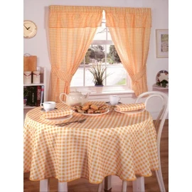 Molly Gingham Check Kitchen Pencil Pleat Curtains, Lemon, 46 x 48 Inch