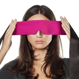 FRESHME Satin Sleeping Mask - Eye Mask for Sleeping Comfortable Adjustable Eye Blindfold Cover for Women Men Night Travel Nap Yoga Meditation Valentine's Day Gift Black and Deep Purple 160cm/63in