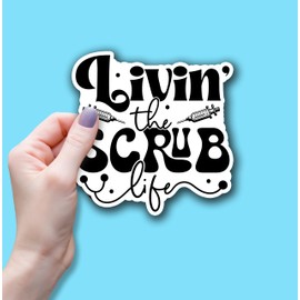 (3Pcs) Livin' The Scrub Life Sticker, Nurse Sticker, ER Nurse Funny Medical Healthcare Sticker Waterproof Vinyl Sticker Decals for Books Laptops Phone Water Bottles Tumbler Cup Kindle 3x2.9 Inch