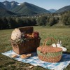 Wicker Picnic Basket with Lid and Handle Sturdy Woven Body