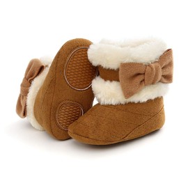 COSANKIM Newborn Baby Girls Boys Boots Soft Anti-Slip Sole Warm Winter Snow Booties Toddler Infant Prewalker Shoes(3-6 months infant, C/brown baby shoes