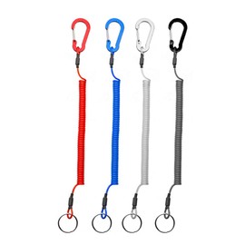 IERCZA Pack of 4 Spiral Cable Fishing Lanyard, Anti-Lost Spiral Safety Rope with Carabiner, Elastic Spiral Key Chain, Stretchy Key Chain, Tool for Boating, Kayaking, Camping, Hunting