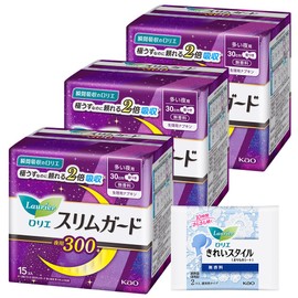 Laurier Slim Guard, For Many Nights, 300 Fings, 11.8 inches (30 cm), 15 Packs x 3 + Bonus