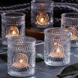 Lanttu 12PCS Glass Votive Candle Holder for Wedding Table Centerpiece, Clear Tea Lights Candle Holders for Dinner Birthday Party Decor