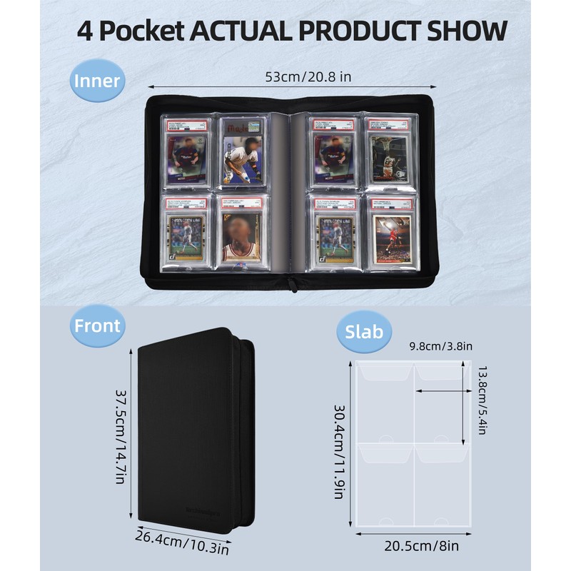 ARCHIVALPRO 4 Pocket Graded Card Binder - Holds 40 PSA/SGC/BGS