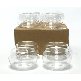 Kitchenables (8) Double Walled Borosilicate Heat Resistant Glass Small Tea Cups 2 oz. 60ml