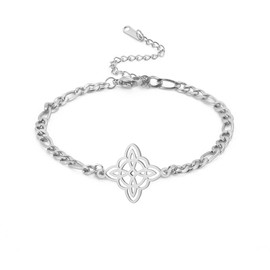 Amaxer Witch Knot Bracelet Witchcraft Amulet Pendant Charm Bracelet for Unisex Adjustable Ropechain Stainless Steel Linkchain (linkchain-silver-update version, adjustable)