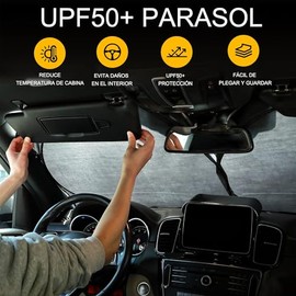 Parasol para Parabrisas de Coche, Parasoles para Auto Plegable para Ventana Delantera con Bolsa de Almacenamiento, Protectores de Sol, para Camiones, camionetas, Coches, sedanes, SUV