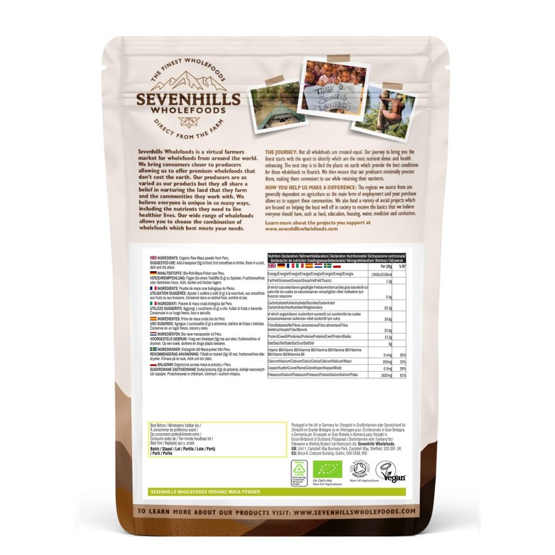 Sevenhills Wholefoods Raw Maca Powder Organic V1-BFGR-1UCP-EU 500 g