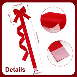 Bcxfbxd 6 Pcs Large Christmas Cabinet Ribbons Bows Xmas Door Kitchen Ribbon Bows for Christmas Decoration Party Supplies (Red)