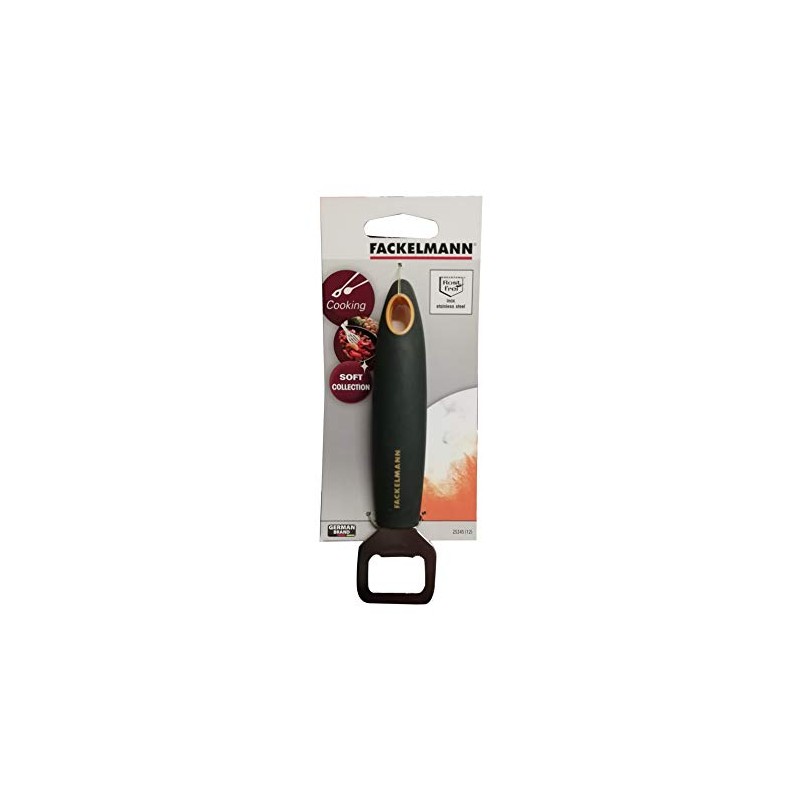 Fackelmann Bottle Opener Soft 16cm in Grey/Orange/Silver, Stainless Steel 16