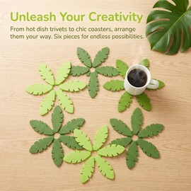 Silicone Trivets for Hot Dishes and Pans, Heat Resistant Tree Trivets (Set of 6) BPA Free, Non-Slip Kitchen Trivet Mats, Elegant Christmas Design for Countertops & Dining Tables Green