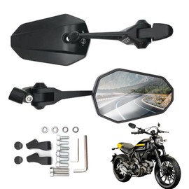 Landrain Handlebar End Mirrors E Approved, Motorcycle Mirrors E-Approved, Handlebar Mirrors Motorcycle 360° Rotatable for Scooter ATV (Left and Right) Pack of 2