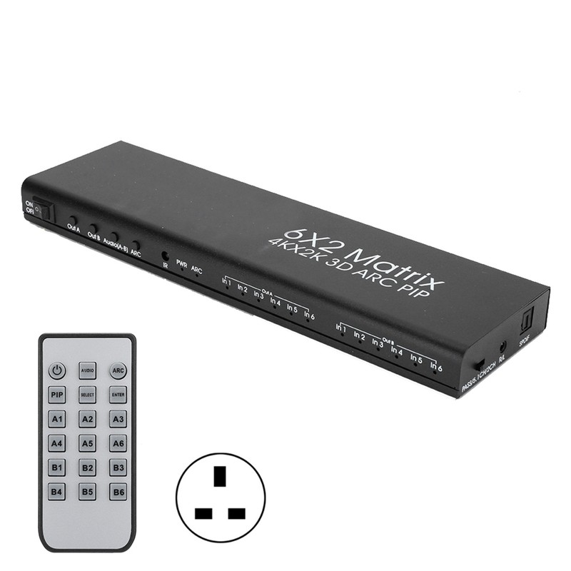 6x2 HDMI Matrix Adapter Flexible Control Support for PIP ARC
