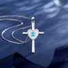 FANCIME Aquamarine Cross Necklace For Women Sterling Silver Birthstone Necklace