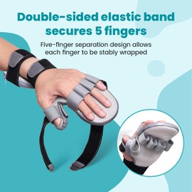 Stroke Hand Brace Splint for Straightening 5 Fingers with Resting Support, Prevent Fingers Curling, Dupuytren's Contractures, Spasms, Fit Right & Left, Men & Women - L