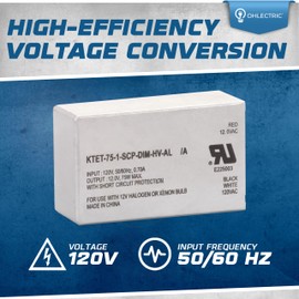 (2 Pack) Replacement for Keystone KTET-75-1-SCP-DIM-HV-AL Step Down Electronic Transformer – 75W High-Performance 120V Input, 12V Output - Compact Aluminum Case - Ideal for Track & Recessed Lighting