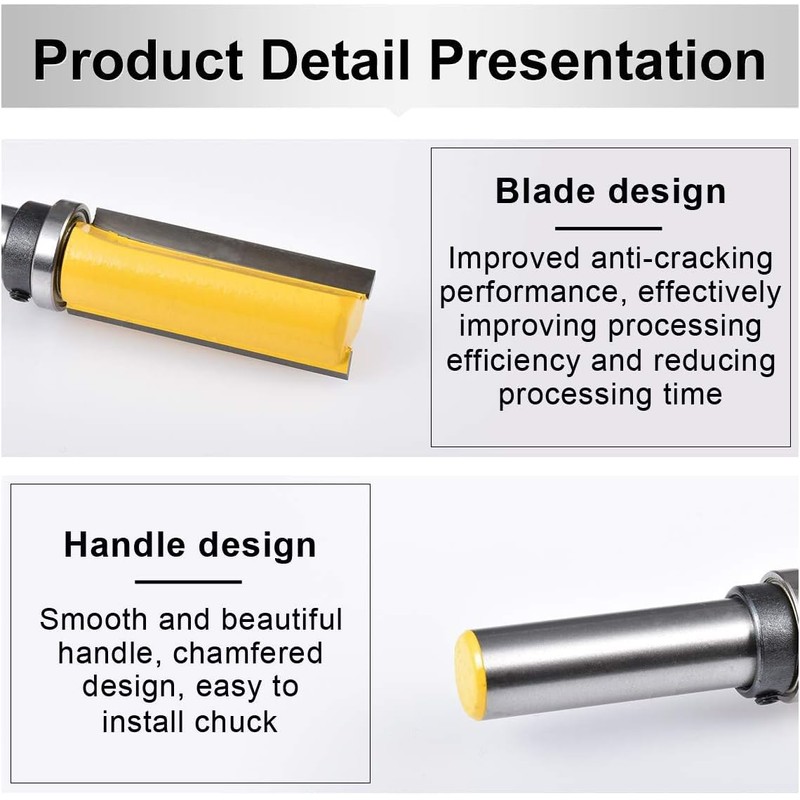 HOHXEN Flush Trim Router Bit 1/2" Shank 3/4'' Width,Top Bearing
