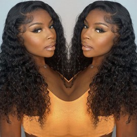 Brazilian Wig Curly Human Hair 13x4 Lace Front Human Hair Deep Wave 180% Density 18 Inch Curly Lace Front Wig Long Curly Wig for Women